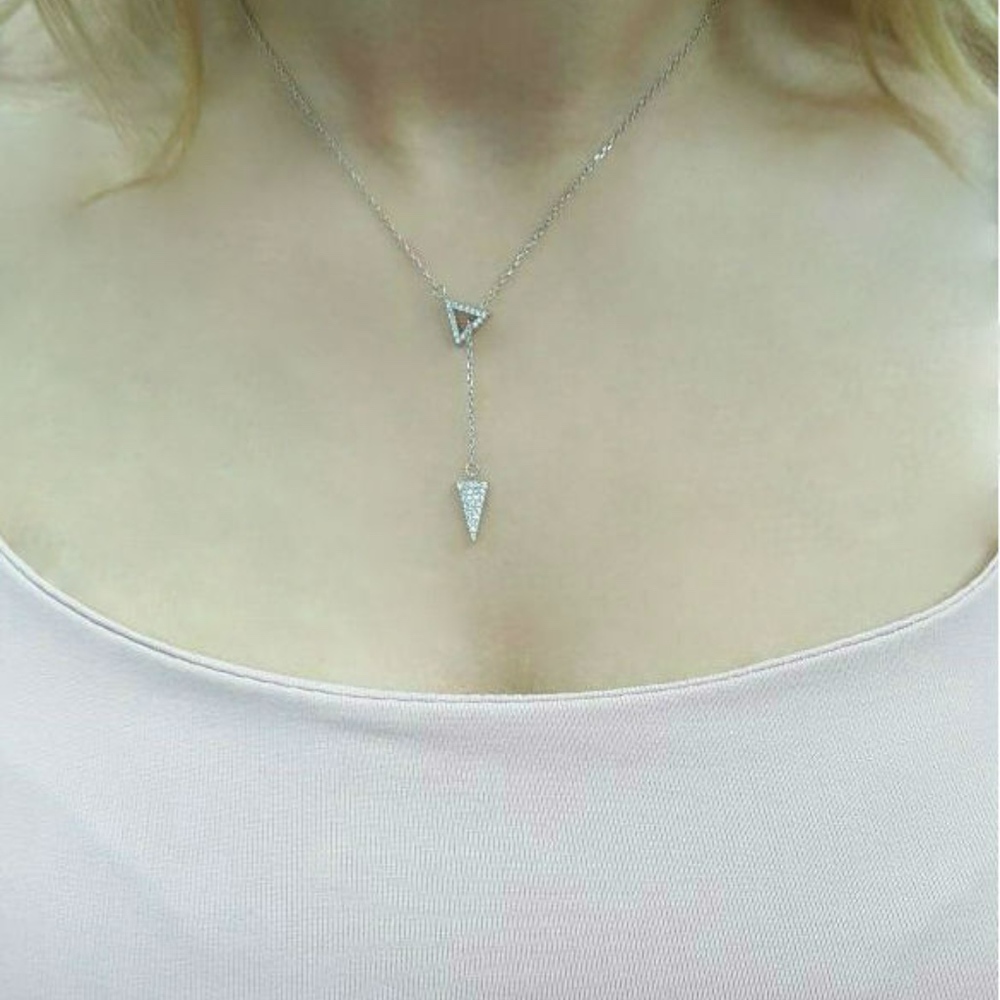 925 Silver Triangle Arrowhead Lariat Y Necklace